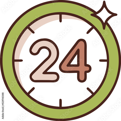 24 hour support clock icon silhouette isolated on transparent background