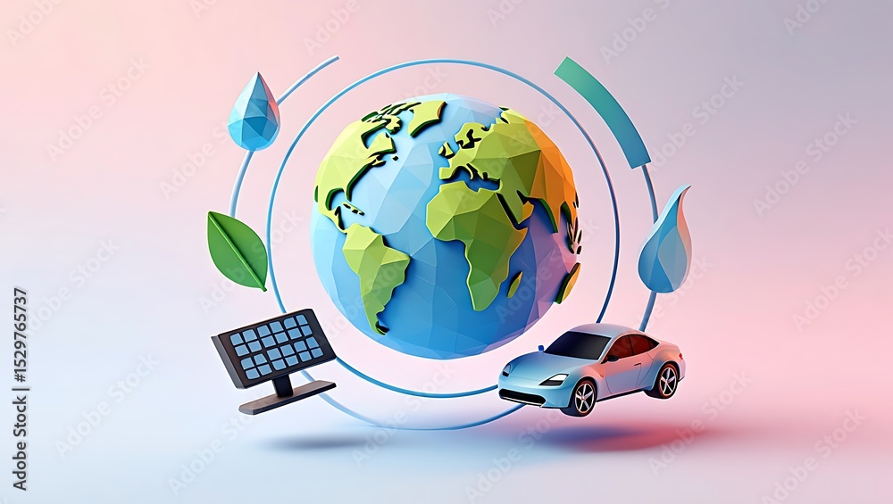 Naklejka premium Sustainable Future Eco-Friendly Transportation and Renewable Energy Solutions for a Greener Planet