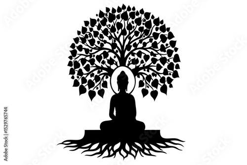 Meditating Buddha: Silhouette Under the Bodhi Tree