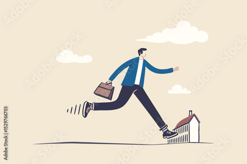 Business efficiency booster, increase productivity and increase performance, innovation and business advantage concept, smart businessman running fast with elastic spring bouncing on the shoes.