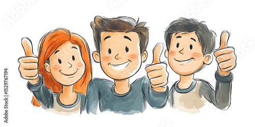 Diverse Group of Business Professionals Giving Thumbs Up