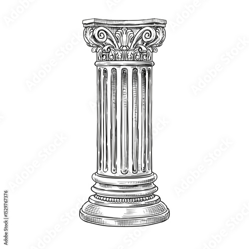 roman pillar classic greek column vector line art hand drawn illustration