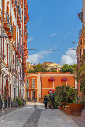 Via Vincenzo Sulcis in the Villanova district in Cagliari. Sardinia, Italy