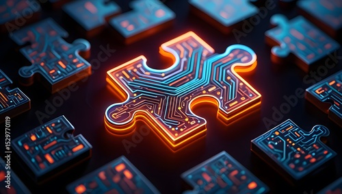 An abstract, tech-infused background with interconnected puzzle pieces, representing the integration of APIs and the smooth flow of digital connectivity.