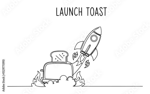 rocket launching from toaster funny food concept