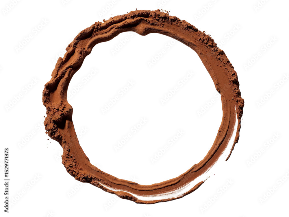 Cocoa powder circle frame isolated on transparent background Cocoa powder circle frame isolated on transparent background