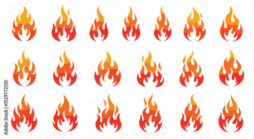 Abstract Fire Collection Flaming Orange Illustration Hot Graphic Design Burning Symbol Vector Elements