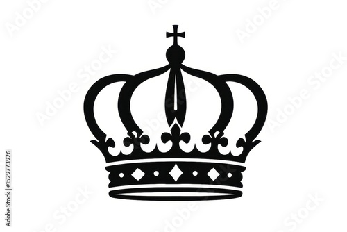 Royal crown icon in black silhouette with elegant minimalist design