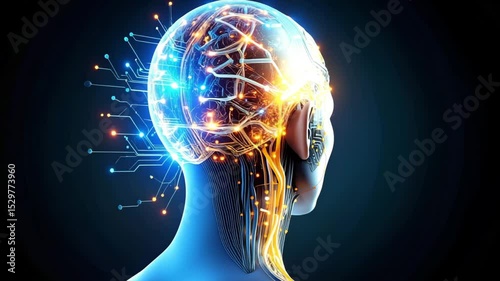 Wallpaper Mural Glowing human head with visible brain network showing artificial intelligence, neural technology and futuristic thought concept. Torontodigital.ca