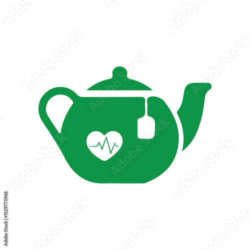 green teapot with green tea