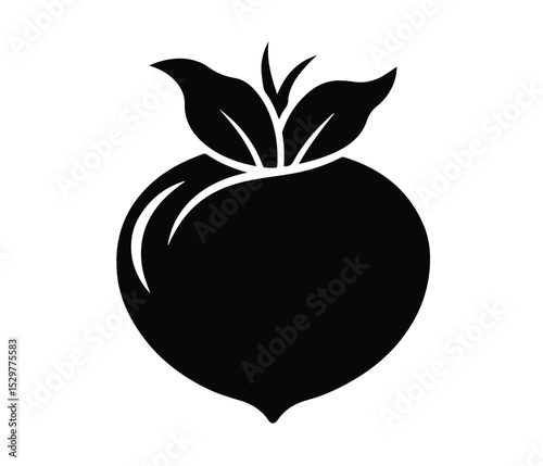 Root Vegetable Silhouette Vector, Beetroot Silhouette Vector Icon, Minimal Root Vegetable Art, Healthy Root Veggie Clipart, Black and White Beet Vector.