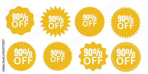 Big Sale 90% Off Discount Sticker Set – Price Tags, Promo Labels & Special Offer Badges
