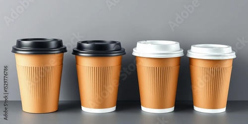 Wallpaper Mural Realistic vector mockup of open and closed brown paper coffee cups with black and white lids,  disposable cup,  element Torontodigital.ca