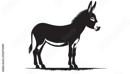 black color donkey silhouette vector illustration, solid white background