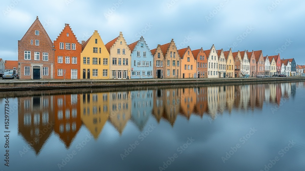 Obraz premium Colorful houses reflected in a canal