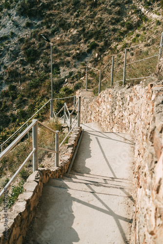Steep Mountain Path with Safety Railings