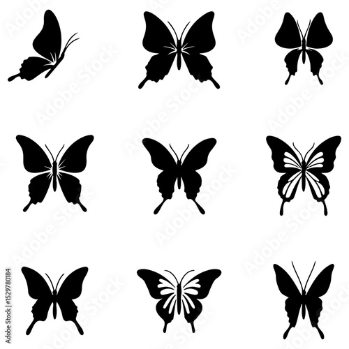 A starter pack of simple butterfly outlines for coloring pages