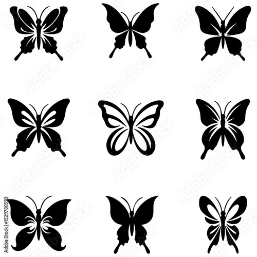 Set of minimalist butterfly logo templates for elegant and sophisticated branding