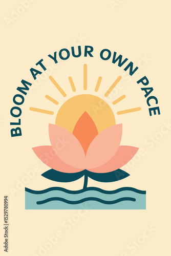 Bloom at Your Own Pace Flat Color Vector Illustration