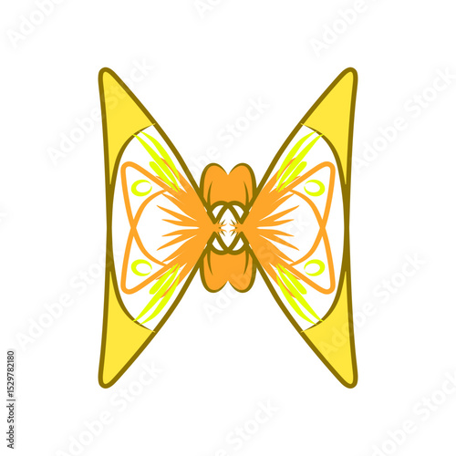 Abstract butterfly design with symmetrical details and vibrant colors for artistic projects.