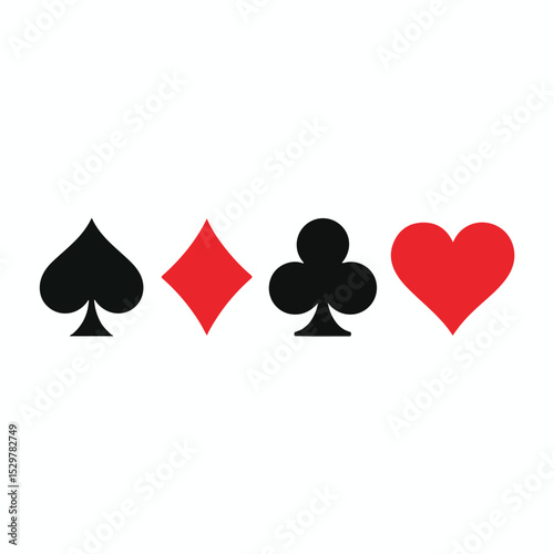 Playing Card Suits Icons Set Including Spade Heart Diamond and Club Vector
