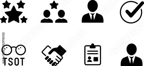 Business icons set vector illustration for company success team collaboration achievement and recruitment editable stock vector illustration