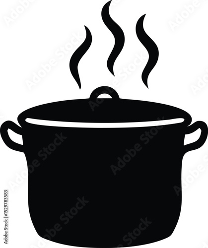 Cooking pot on a stove vector illustration: isolated kitchen utensil for food preparation