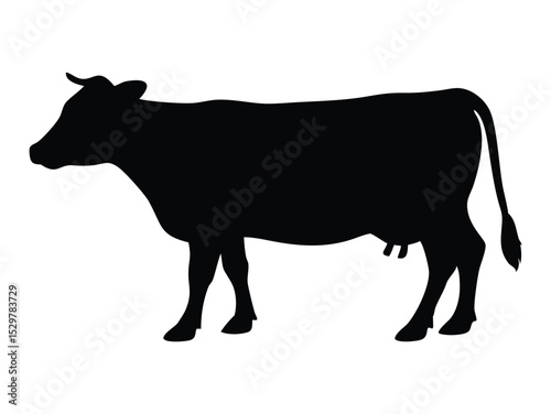 Cow Silhouette: A stark silhouette of a cow, captured in bold monochrome against a clean backdrop, perfect for design applications, and conveying simplicity
