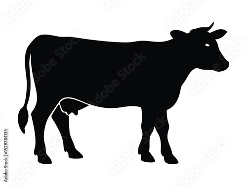 Cow Silhouette: A striking silhouette of a cow, isolated and elegant, offering a versatile visual for various applications.