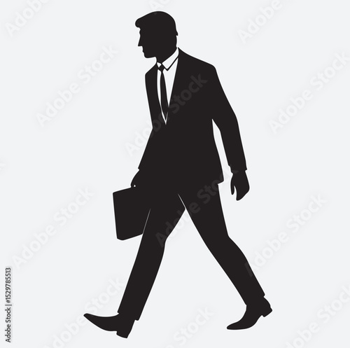 businessman walking with a briefcase silhouette vector art illustration, businessman with briefcase