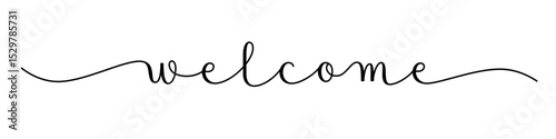 WELCOME black vector brush calligraphy banner on white background
