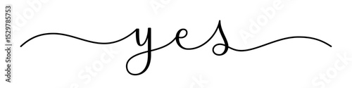 YES vector brush calligraphy banner on white background
