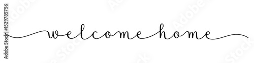 WELCOME HOME black vector brush calligraphy banner on white background