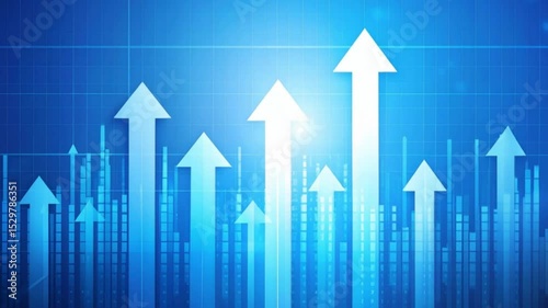 Wallpaper Mural Blue graph with glowing upward arrows symbolizing business growth, economic success and financial progress in digital style. Torontodigital.ca