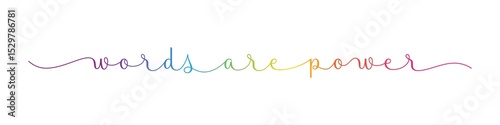 Tableau sur toile WORDS ARE POWER colorful brush calligraphy banner with swashes on transparent ba