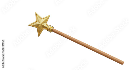 Isolated Gold Star Magic Wand