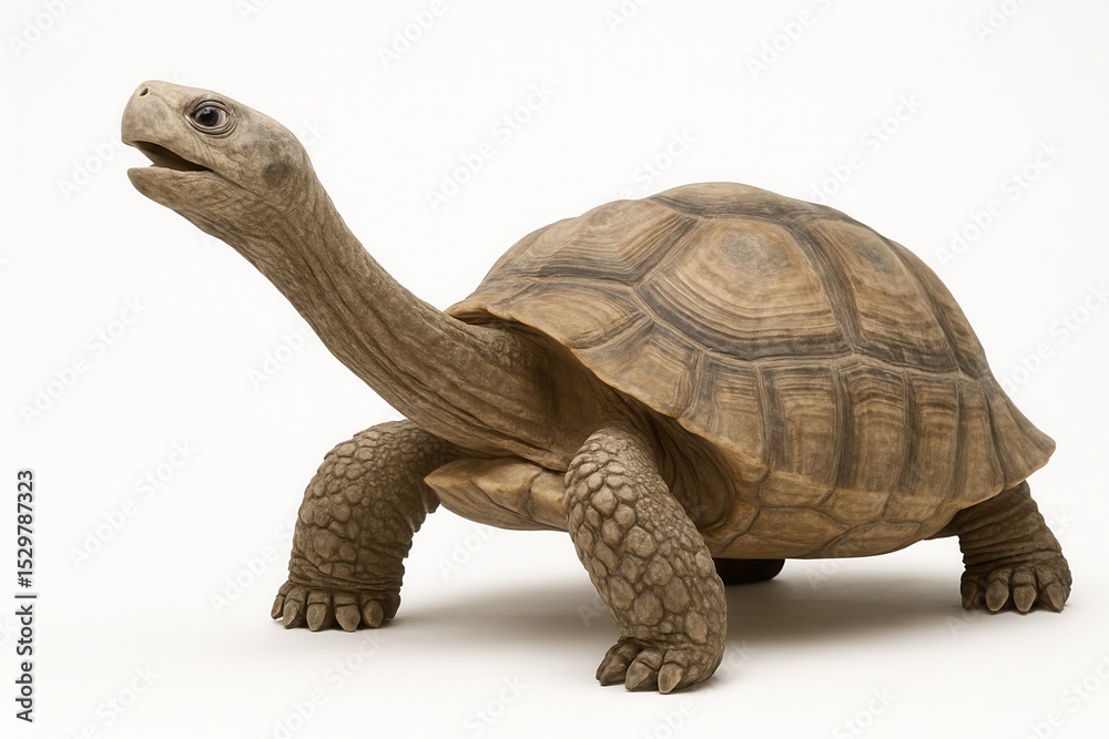 Naklejka premium Giant Tortoise Stretching its Neck on White Background