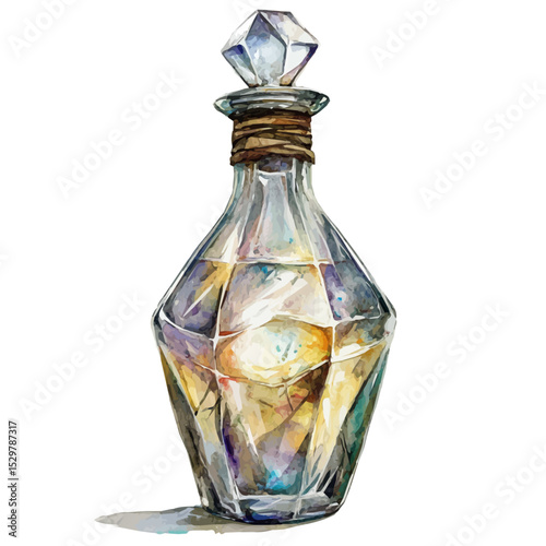 Alchemists Stone, watercolor illustration vector, isolated on a white background.