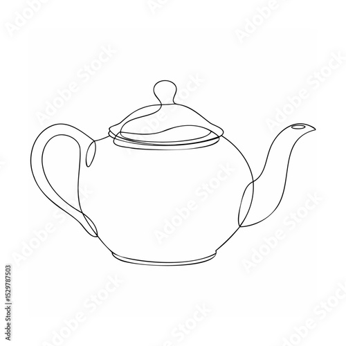 Elegant teapot illustration in one line art style perfect for tea time and relaxation