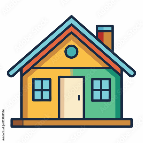Colorful Cartoon House Illustration