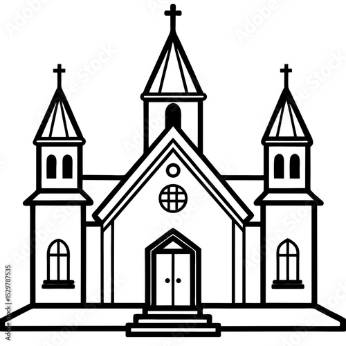Church Building Line Drawing