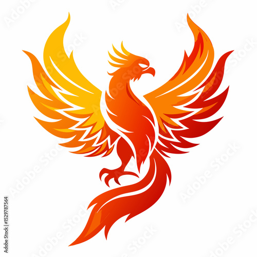 Mythical Fiery Phoenix Rising