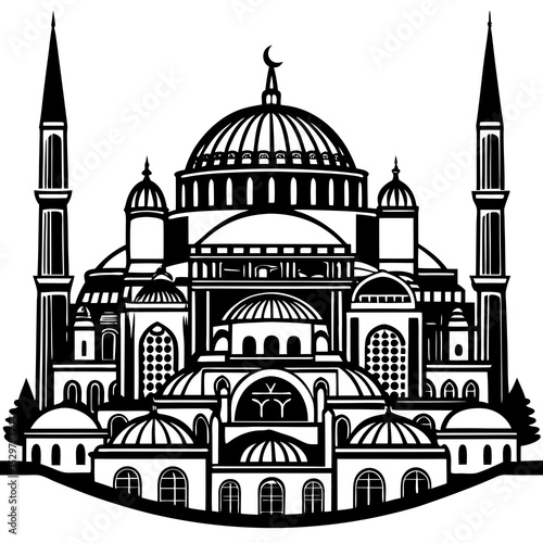 Grand Historic Mosque Line Art