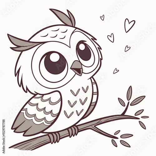 Adorable Owl Sitting on a Branch