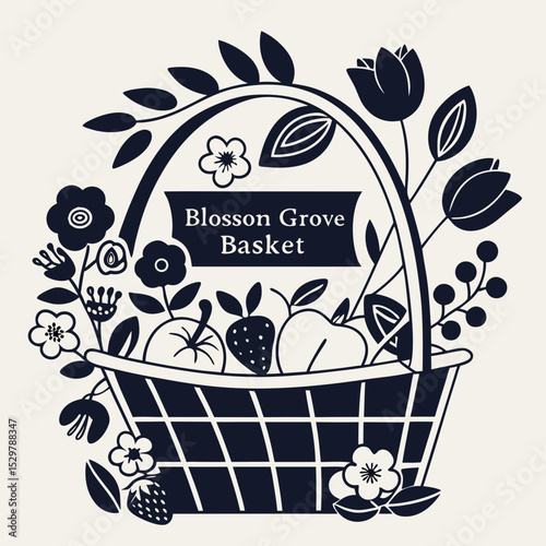 Blossom grove basket filled with spring fruits and flowers
