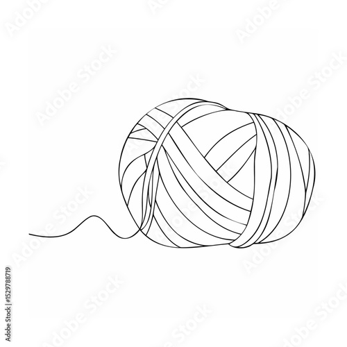 Simple outline illustration of a ball of yarn suitable for crafting and fiber art designs