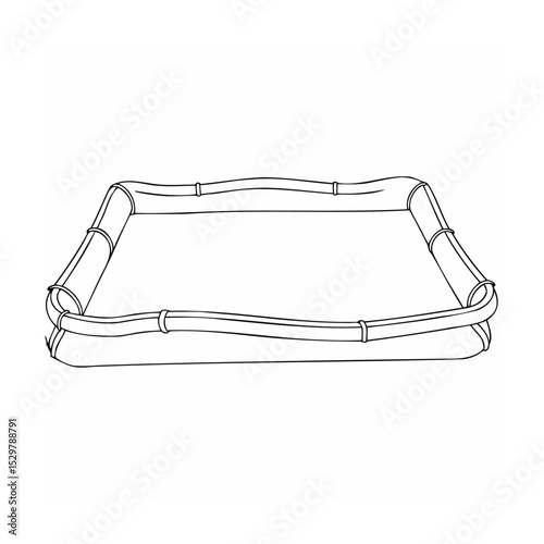 Outline illustration of a baby playpen or infant safety playard isolated on white background