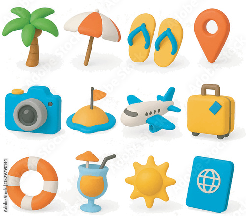 Colorful Environtment Tourism 3d Icon Set - Cute and Minimalist