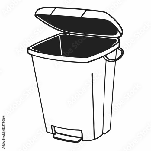 Open step trash can illustration clean cutout transparent background