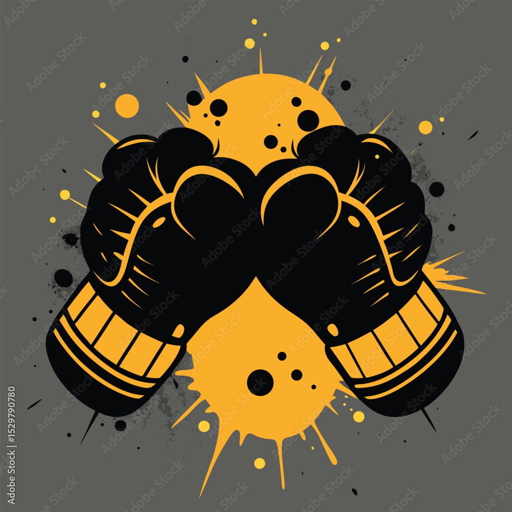 abstract splatter effect boxing gloves grunge ink vector